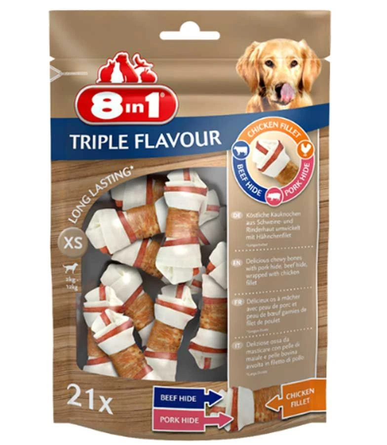 8in1 Triple Flavour Os XS pour chien x21 MULTIPACK lot de 4 8in1 Triple Flavour Os XS Pour Chien X21 MULTIPACK Lot De 4 -Magasin De Fournitures Pour Chiens De Compagnie 8in1 triple flavour os xs pour chien