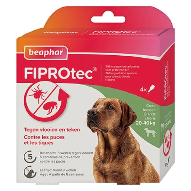 Beaphar Fiprotec Spot-on chien 20 - 40 kg x4 Beaphar Fiprotec Spot-on Chien 20 - 40 Kg X4 -Magasin De Fournitures Pour Chiens De Compagnie beaphar fiprotec spot on chien 20 40 kg 4 pipettes