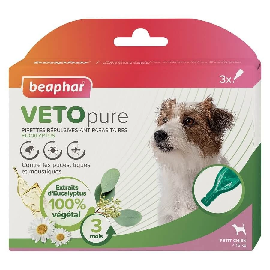 Beaphar VETOpure Pipettes Répulsives Antiparasitaires Chien -15 Kg X3 -Magasin De Fournitures Pour Chiens De Compagnie