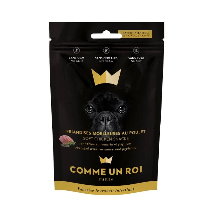 Comme Un Roi Friandises Chien Poulet 100 g Comme Un Roi Friandises Chien Poulet 100 G -Magasin De Fournitures Pour Chiens De Compagnie comme un roi friandises sans cereale poulet romarin psyllium pour le transit chien 100 gr p image 29337 grande 1