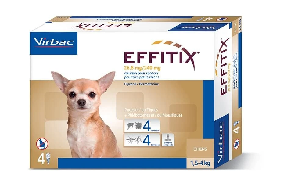 Effitix Spot On très petit chien 1.5 - 4 kg 24 pipettes Effitix Spot On Très Petit Chien 1.5 - 4 Kg 24 Pipettes -Magasin De Fournitures Pour Chiens De Compagnie effitix 1 5 4 x4france modific 1 1
