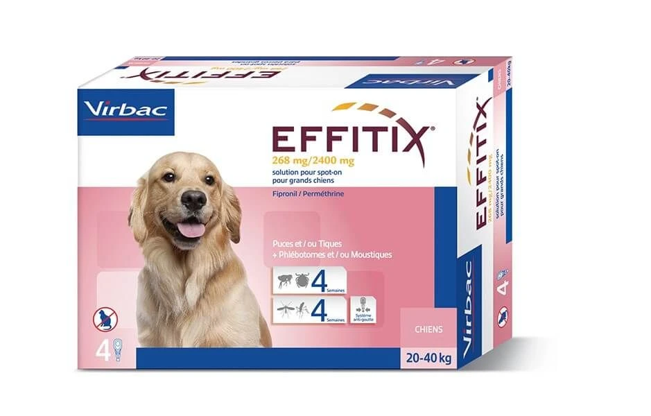 Effitix Spot On grand chien 20 - 40 kg 4 pipettes Effitix Spot On Grand Chien 20 - 40 Kg 4 Pipettes -Magasin De Fournitures Pour Chiens De Compagnie effitix 20
