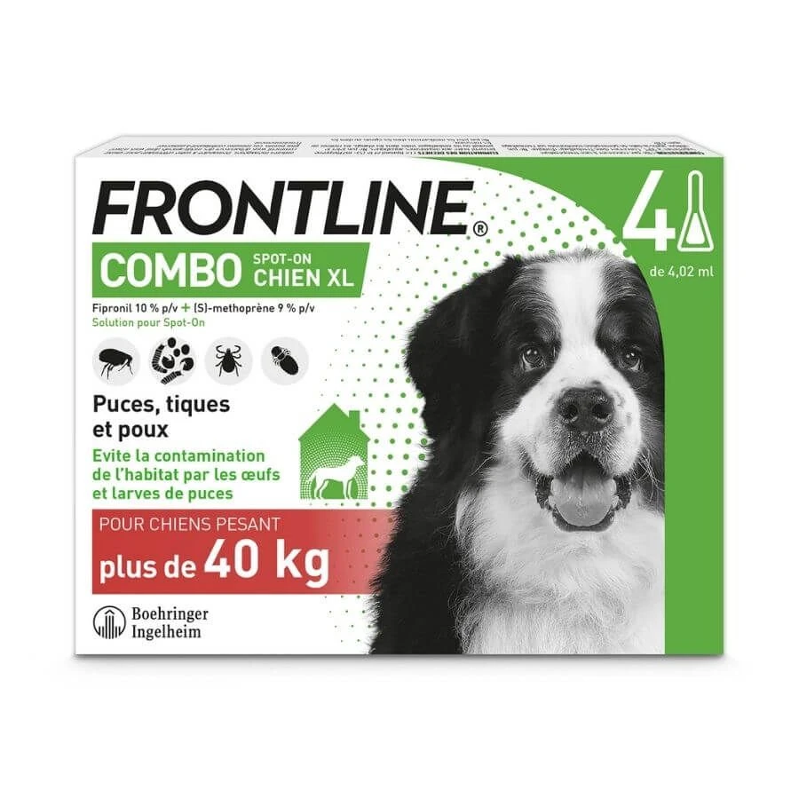 Frontline Combo Chien 40-60 kg 4 pipettes Frontline Combo Chien 40-60 Kg 4 Pipettes -Magasin De Fournitures Pour Chiens De Compagnie frontline combo chien 40 60 kg 4 pipettes