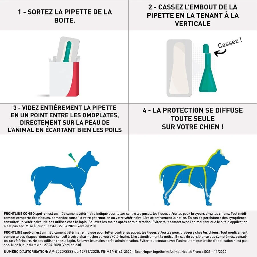 Frontline Combo Chien 40-60 kg 4 pipettes Frontline Combo Chien 40-60 Kg 4 Pipettes -Magasin De Fournitures Pour Chiens De Compagnie frontline combo chien2 8